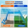 thumbnail image 3 of Beach Tent (Sky Blue), 10x10ft Beach Sunshade, Camping Sun Shade UPF50+ with 8 Sandbags, Sand Shovel, Ground Spikes and Stabilizer Poles, Beach Tent for Camping, Fishing and Picnicking, 3 of 7