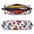 thumbnail image 2 of Yiaed Red Blue Leaves Print Leather Pencil Case - Leather Pen Pencil Holder - Elegant & Practical Pencil Pouch for Work & Office, 2 of 7