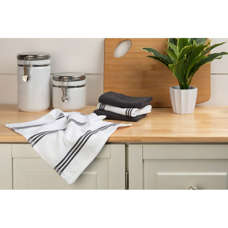 Sticky Toffee Cotton Terry Kitchen Dishcloth Gray 8 Pack 12 in x 12 in