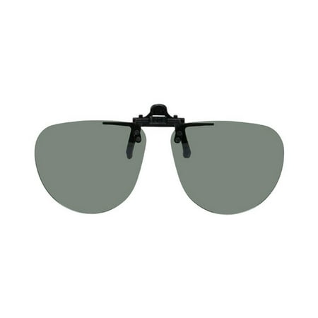 Polarized Clip on Flip up Plastic Sunglasses, Small Aviator, 52-54mm Wide X 51mm High, Polarized Grey