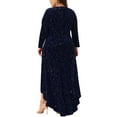 thumbnail image 3 of Agnes Orinda Women's Plus Size Dresses 3/4 Sleeves Mermaid High Low Hem Maxi Velvet Formal Dress 4X Navy Blue, 3 of 6
