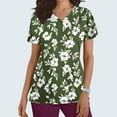 thumbnail image 2 of Idoravan Women Short Sleeve Tunic Blouse Women's Scrub Tops Women Casual Fashion Floral Printed Short Sleeve V-Neck Pocket Work Tops White XXL, 2 of 5