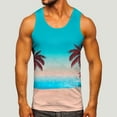 thumbnail image 2 of NOLDARES Mens Graphic Tank Tops Workout Gym Shirts Palm Tree Vintage Style T-Shirt(Z2-Blue,M), 2 of 5