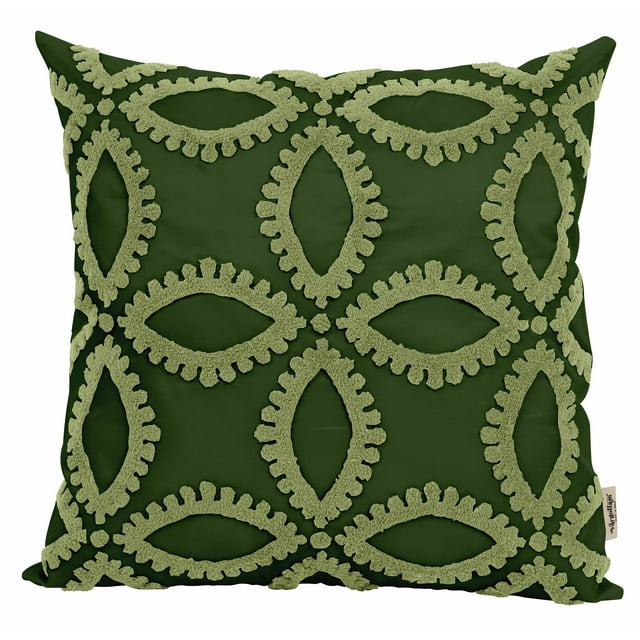 Vargottam Outdoor Decorative Throw Pillow CoversTowelEmbroideredPolyester Handmade Boho Cushion CoversFor Outdoor Patio -Asian - Dark Green