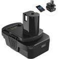 thumbnail image 1 of DM18RL Battery Adapter Converter with USB & Type-C Port for Use with R-yobi 18V Lithium Battery Tools, Converts De-Walt 20V Li-ion or Mil-Waukee 18V Li-ion Battery to R-yobi 18V Li-ion Battery, 1 of 10