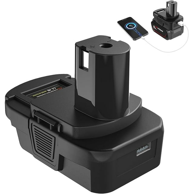 DM18RL Adaptateur Convertisseur de Batterie avec Port USB et Type-C pour Utilisation avec Outils de Batterie au Lithium R-yobi 18V, Convertit la Batterie Li-ion De-Walt 20V Ou Mil-Waukee 18V en Batterie Li-ion R-yobi 18V