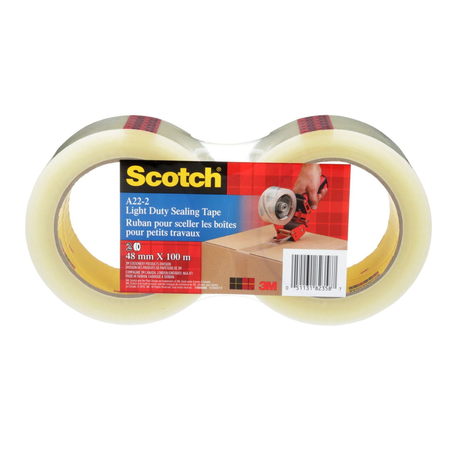 Scotch® Shipping Tape 3710-CAC, 2 Rolls Per Pack