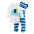 thumbnail image 2 of Newborn Toddler Baby Boys Girls Animal Print Romper Pants Hat Set Casual Outfit, 2 of 3