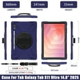 thumbnail image 3 of For Samsung Galaxy Tab S11 Ultra Case 14.6 inch SM-X930/SM-X936B, 360 Hand Strap, Shoulder Strap, Kickstand, Rugged Drop Protection, Navy Blue, 3 of 7