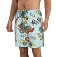 thumbnail image 2 of Bixox Men's Cartoon Car Racing printing Casual Classic Fit Short Summer Beach Shorts, 2 of 6