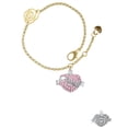 thumbnail image 2 of Delight Jewelry Silvertone Mom Banner on Pink Crystal Heart Gold-tone Rose Link Chain Bracelet, 6.25"+1.75" Extender, 2 of 4