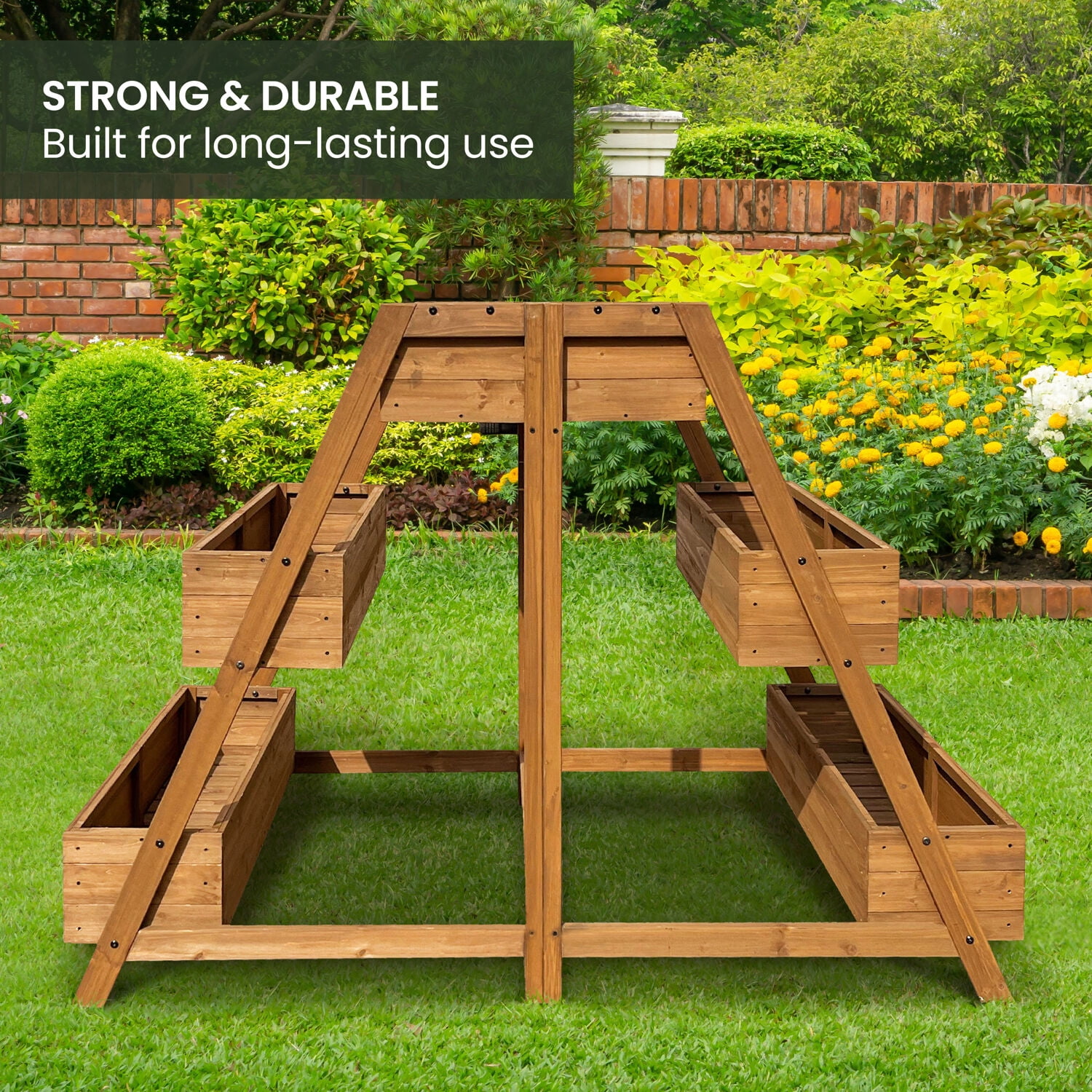 Hanover Wood Planter With Non-Woven Lining for Plants and Herbs