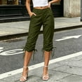 thumbnail image 5 of LIaqionyy Womens Cargo Capris Pants Hiking Casual Solid Color Fashion Capri Trousers Cropped Pant with Pocket, 5 of 8