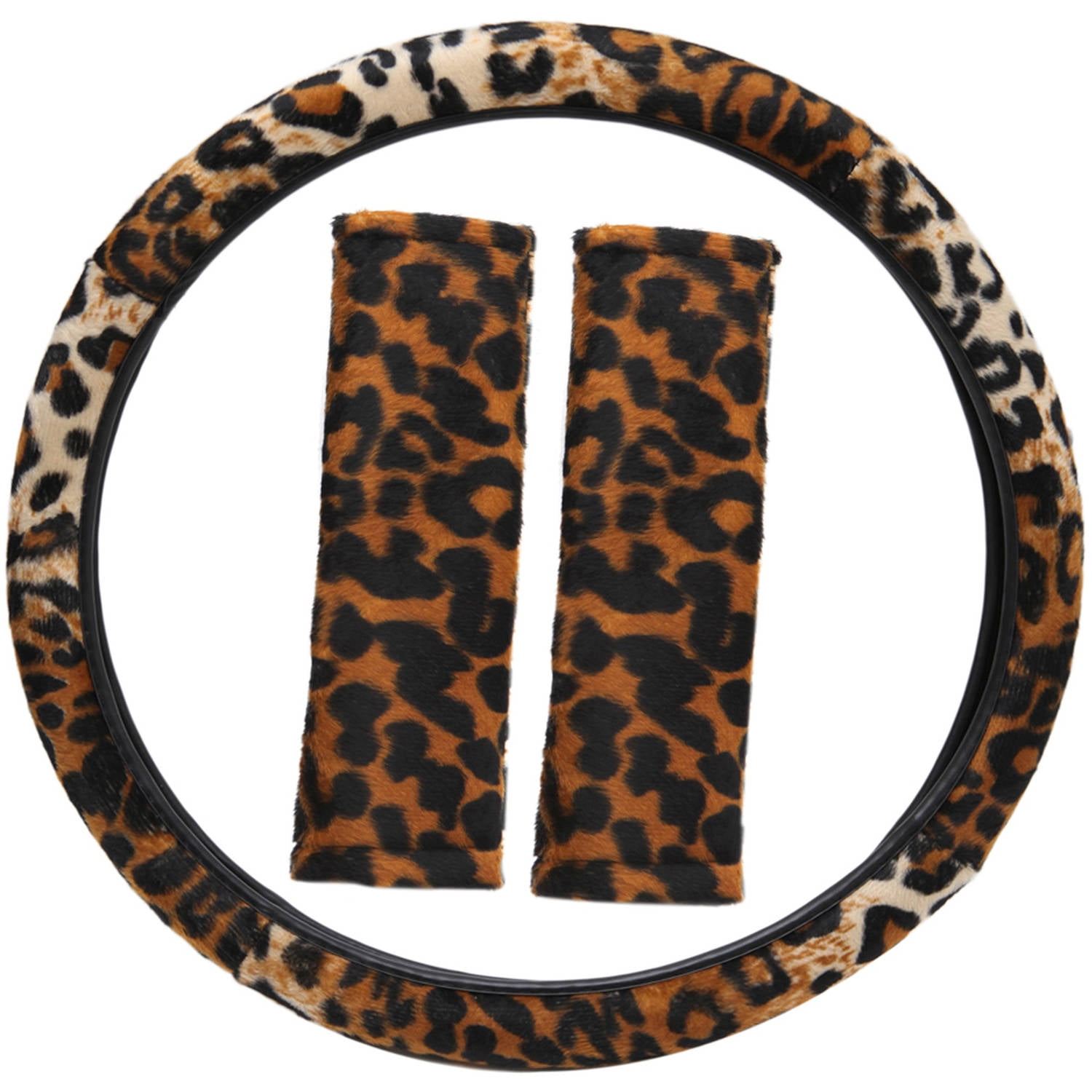 Leopard Zone Tech Animal Print Steering Wheel Cover and Shoulder Pad 