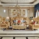 thumbnail image 3 of European Style Genuine Leather Sofa Combination Villa Luxury Living Room Full Solid Wood Carved Crown Furniture Full House Set My Lux Decor Round, 3 of 12