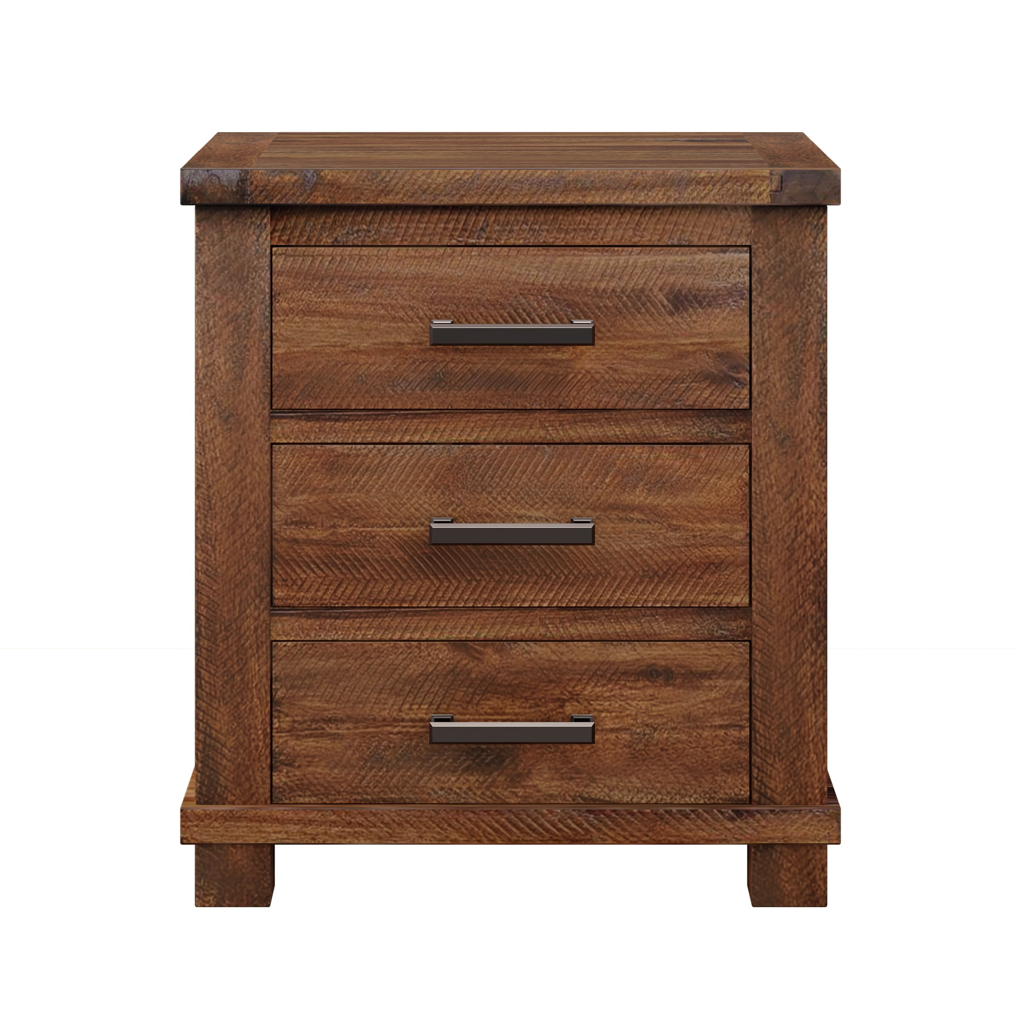 Mintazer Farmhouse Nightstand Set of 2, Nightstands with 3 Drawers, End Tables for Home Office Bedroom, Brown
