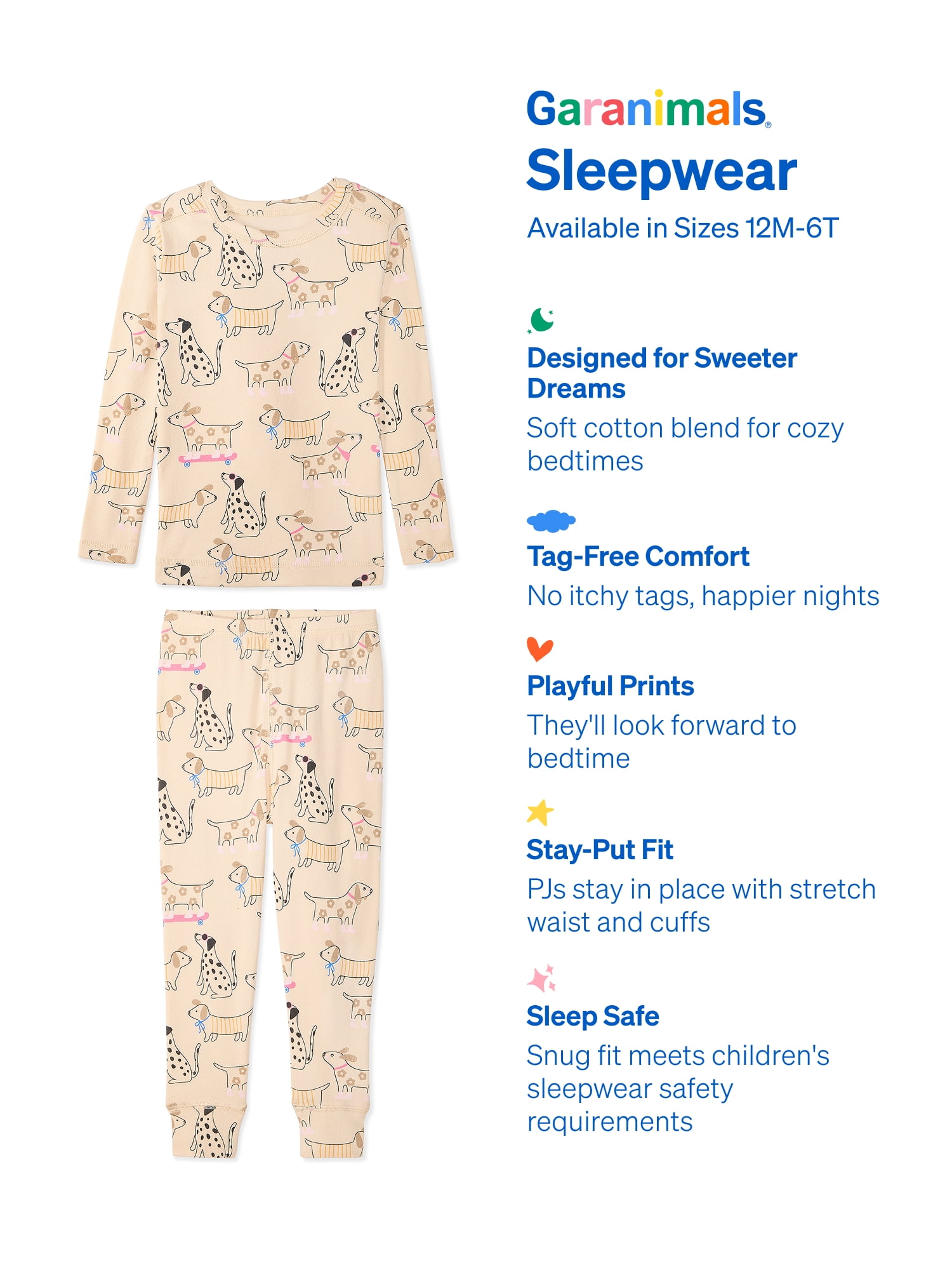 Garanimals Baby & Toddler Pajama Sets, 2-Piece & 6-Piece, Sizes 12M–6T