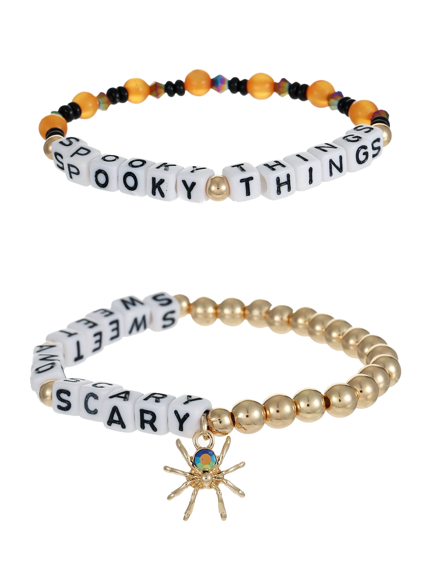 Way to Celebrate "Sweet and Scary" Halloween Beaded Stretch Bracelet Set, 2 Pieces