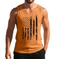 thumbnail image 2 of Men's USA Flag Muscle Tank Top with Distressed Print and Sleeveless Design Featuring Rugged Vintage Style for 4th of July Celebrations Memorial Day Orange XXL, 2 of 4