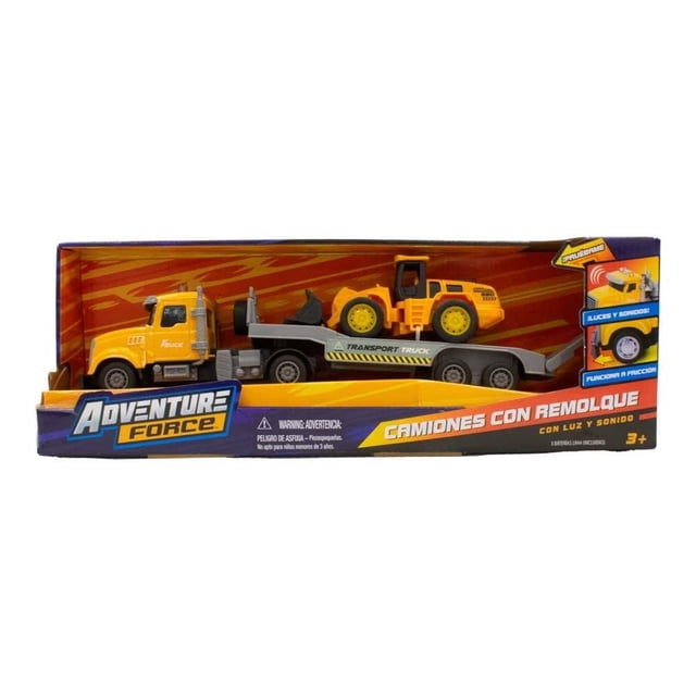 Camión con Remolque Adventure Force de Lus y Sonido con Excavadora 2 Piezas