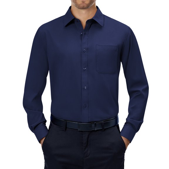 LONSSA Men's Long Sleeve Stretch Dress Shirts Button Down Shirt with Pocket