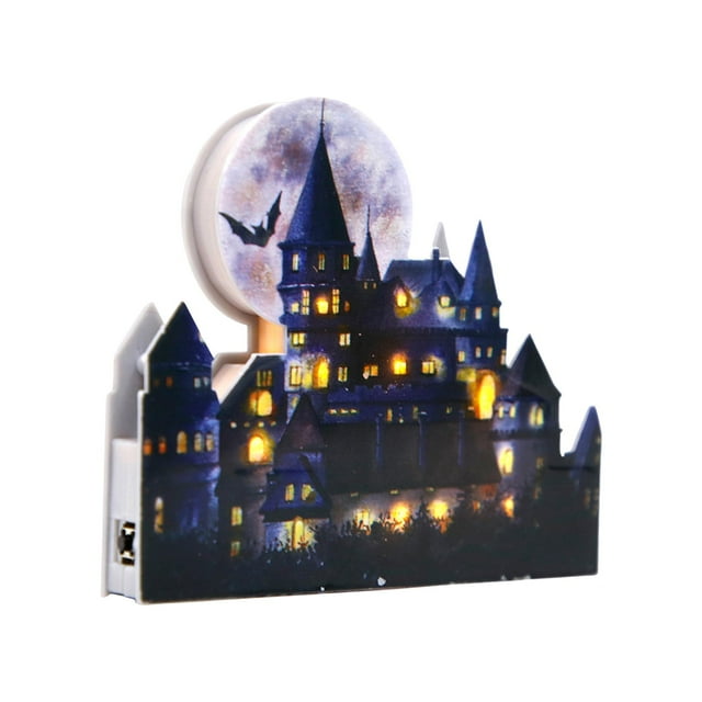 Halloween Castle Decoration Cake Topper Photo Props Centerpieces Craft LED Night