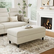 LINSY HOME Ottoman Coffee Table, Upholstered Storage Bench for Living Room, Bedroom or Entryway, Beige