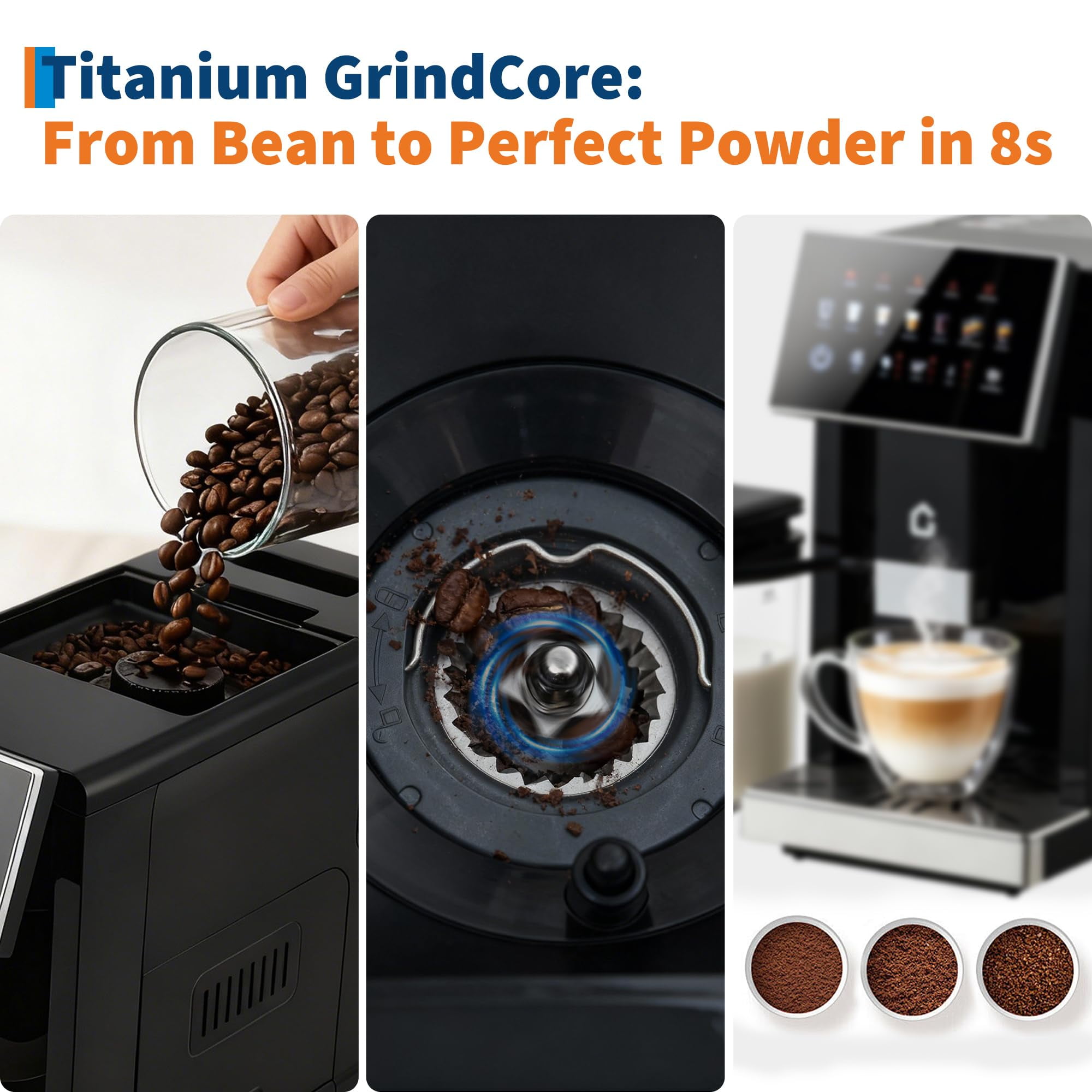 One-Touch Espresso Machine with Grinder & Frother - 6 Custom Recipes