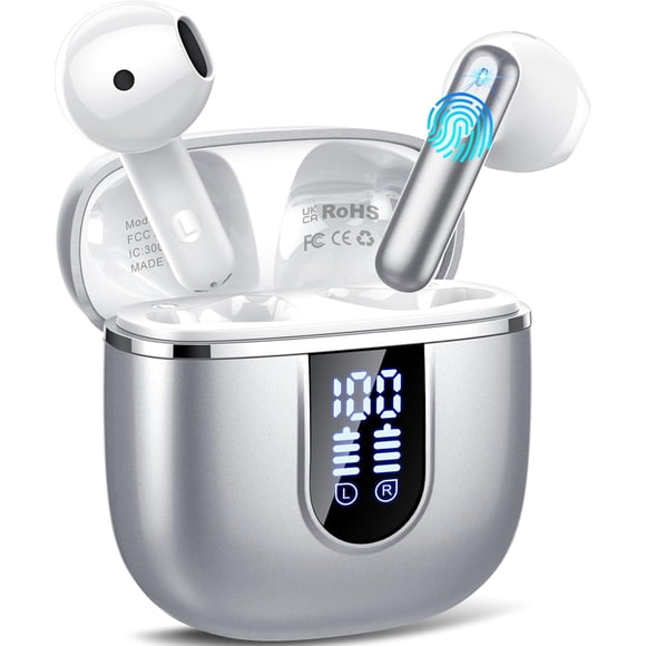 Auriculares Inalámbricos Cillso Bluetooth 5.4 con 40H de Reproducción IP7 Plata