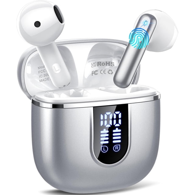 Auriculares Inalámbricos Cillso Bluetooth 5.4 con 40H de Reproducción IP7 Plata