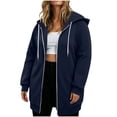 thumbnail image 4 of Womens Plus Size Hoodies Long Tunic Loose Fit Zip Up Sweatshirt Drawstring Casual Oversized Comfy Fall Coat with Pockets, 4 of 7