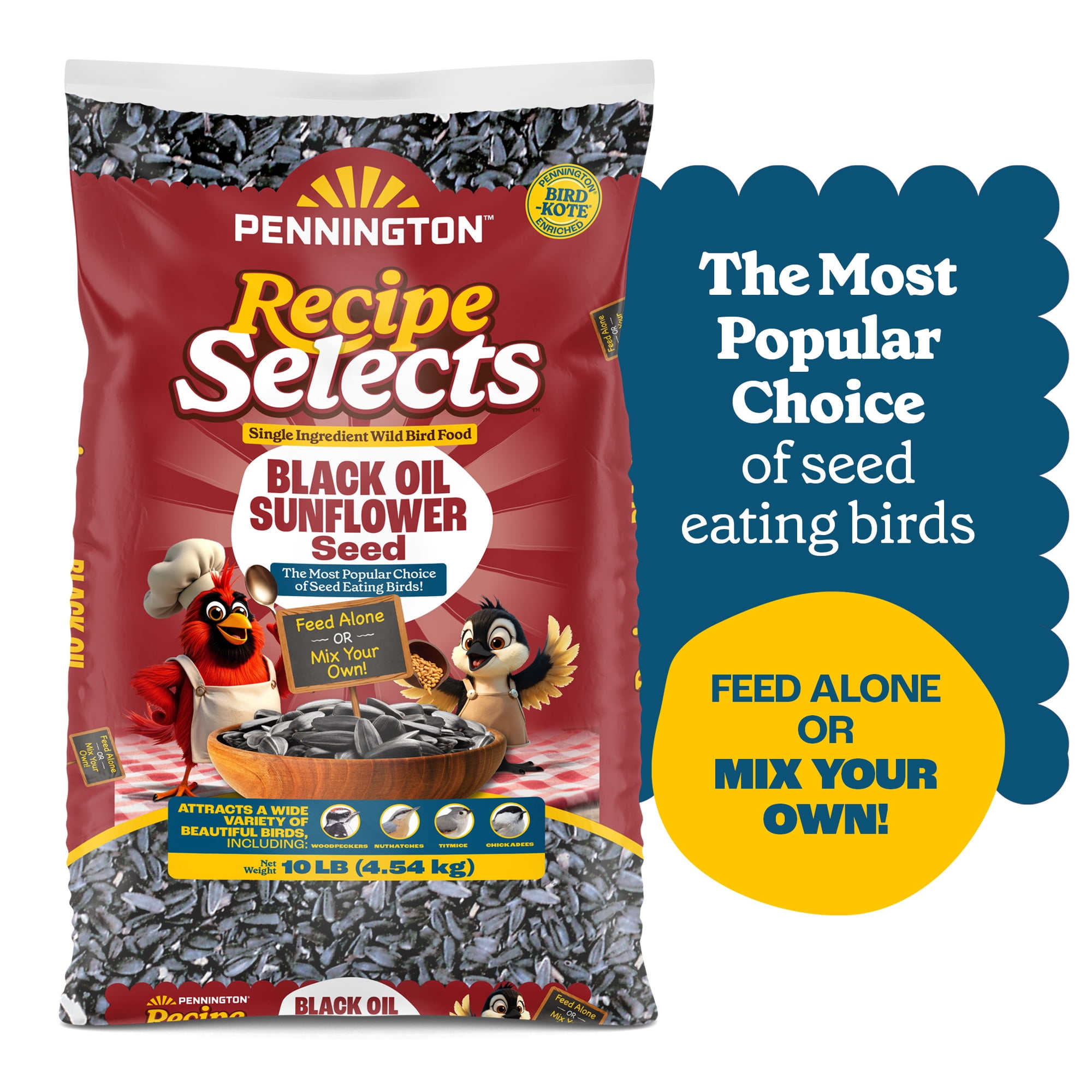 Pennington Recipe Selects Black Oil Sunflower Seed Dry Wild Bird Feed, Bird Food, 10 lb. Bag, 1 Pack