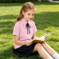 thumbnail image 5 of Diufon Uniform Shirts for Girls Short Sleeve Button down Collared Shirts Back to School Cotton Necktie Tops, 5 of 11