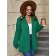 thumbnail image 2 of SHOWMALL Women's Plus Open Front Fall Cardigan V Neck Sweater Long Sleeve Causal Button Down Soft 3X Green Warm Knit Cardigan, 2 of 9
