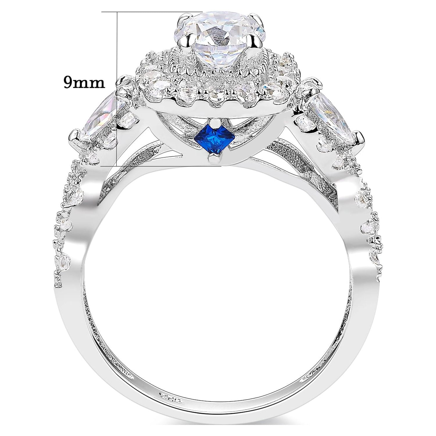 Newshe Jewellery Wedding Ring Set For Women Engagement 2.4ct 925 Sterling Silver Round Pear White Cz Size 10