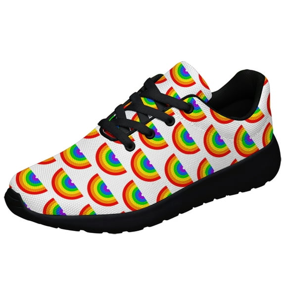 Rainbow Shoes, Unisex Fashion LGBT Sneakers for Men Women Black Size 3.5