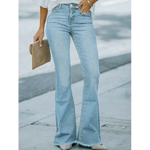 aPAY Jeans for Women Long Denim Flare Pants Casual and Versatile for Daily Travel Regular Size