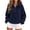 Navy, variant on Womens Quarter Zip Pullover Sweaters Fuzzy Fleece Sweatshirt Faux Shearling Warm Zip Up Hoodies Outwear with Pockets Fall Winter Outwear M