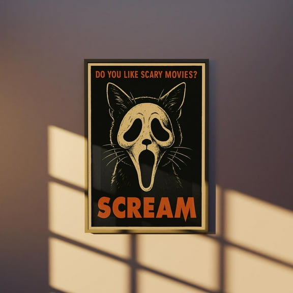 Zuno Poster, Scream Movie Poster Spoof, Cat Lover, Rolled Wall Art Print, Horror Movie Decor, Halloween Party Decoration- Wall Art Print, 8x12 UNFRAMED