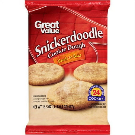 Great Value Ready to Bake Snickerdoodle Cookie Dough, 16.5 Oz., 24 Count