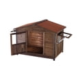 thumbnail image 4 of Anykoon Outdoor Large Wooden Cabin House Style Wooden Dog Kennel,Unique All-Around Habitat with Metal Frame, 4 of 7