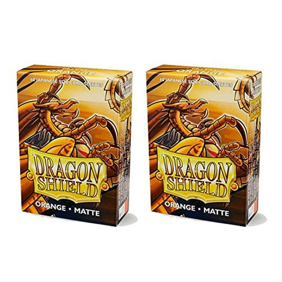 Dragon Shield Bundle: 2 Packs of 60 Count Japanese Size Mini Matte Card Sleeves - Matte Orange