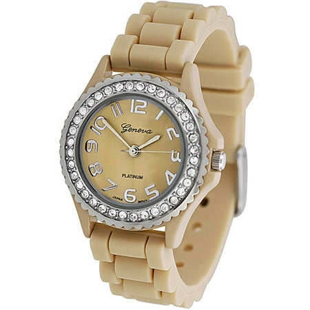 Brinley Co. Women's CZ Accented Silicone Watch