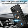 thumbnail image 4 of Phone Case for iPhone 12 Pro Max 6.7 Wallet Cover with Tempered Glass Screen Protector Wrist Strap RFID Credit Card Holder Ring Stand iPhone12promax 5G i 12s Plus iPhone12 12pro Promax Girl Black, 4 of 13