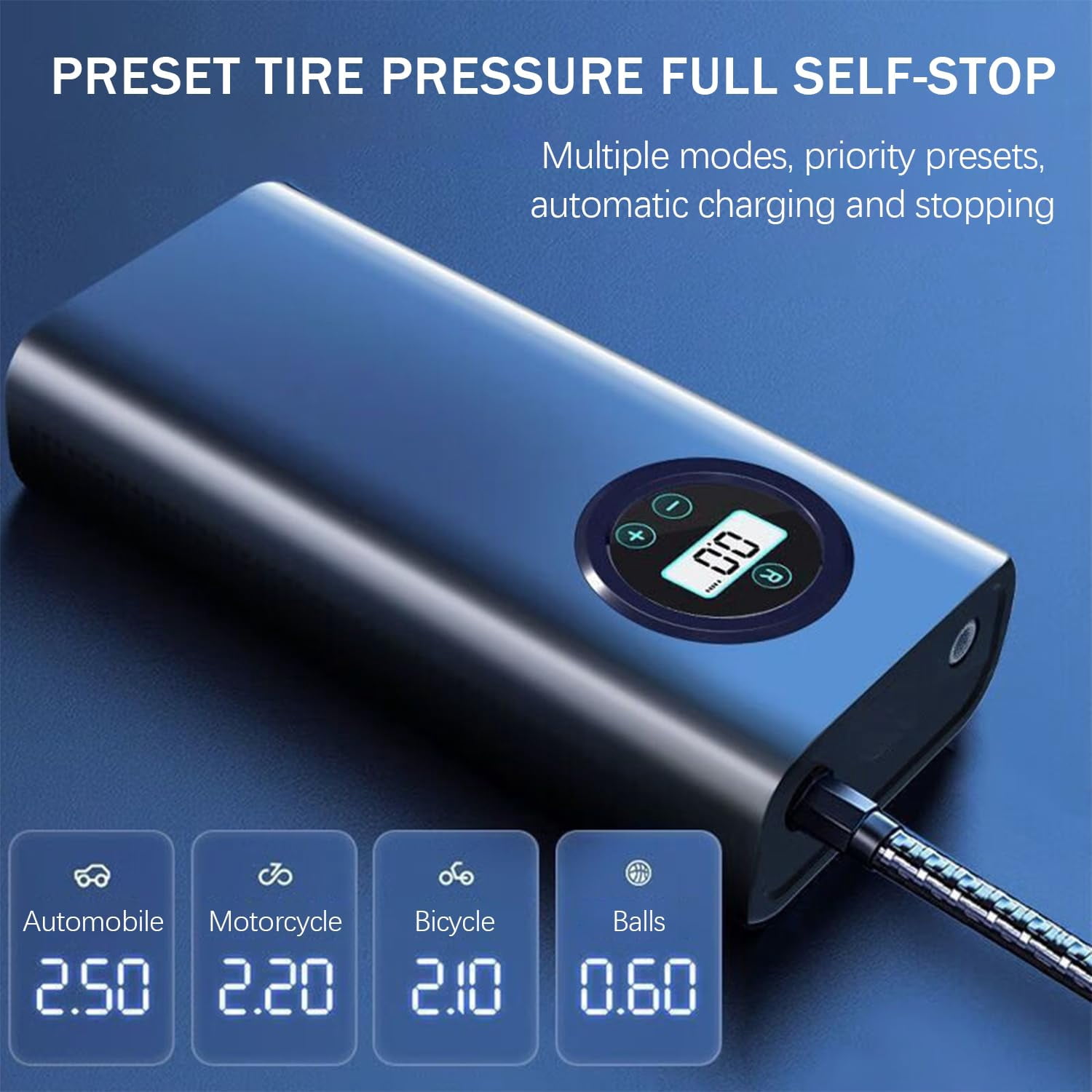 Tire Inflator, Portable Air Compressor, 150 PSI Fast Inflation & Cordless Tire Pump , Electric Air Pump for Car, Bicycle, Motorcycles, Ball