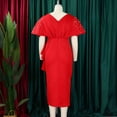 thumbnail image 6 of AURA Plus Size Summer V Neck Ruffle Evening Dress Elegant High Waist Beaded Banquet Party Gown XL XXXL, 6 of 10