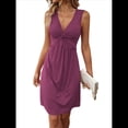 thumbnail image 1 of Vestidos de Verano para Mujer, con Escote en V y Nudo Frontal, Sin Mangas, Corte A, para Fiestas en la Playa o Vacaciones Rosa Roja M, 1 of 9