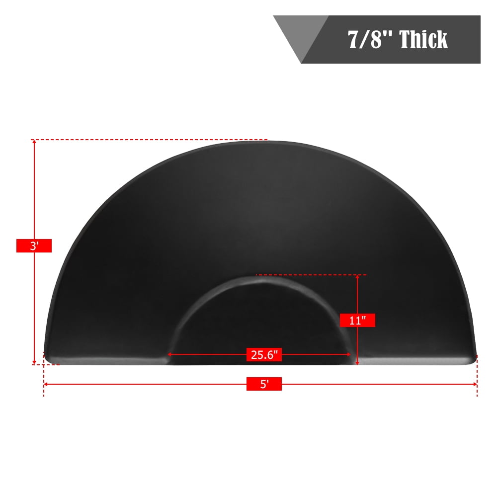 Kepooman 3' x 5' Salon Anti Fatigue Mats, Beauty Salon PU Rectangle Salon Mat, Standing Mat, Half Round Salon and Barber Shop Chair Anti-Fatigue Floor Mat for Hair Stylist, Black
