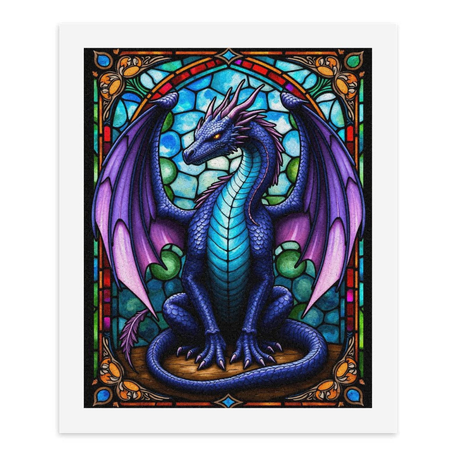 Paint By Numbers Kit for Adults Beginner - DIY Majestic Dragon Stained Glass Art Canvas Painting Kits for Adults, Frameless Paint By Number for Adults for Home Wall Decor 16x20 Inch