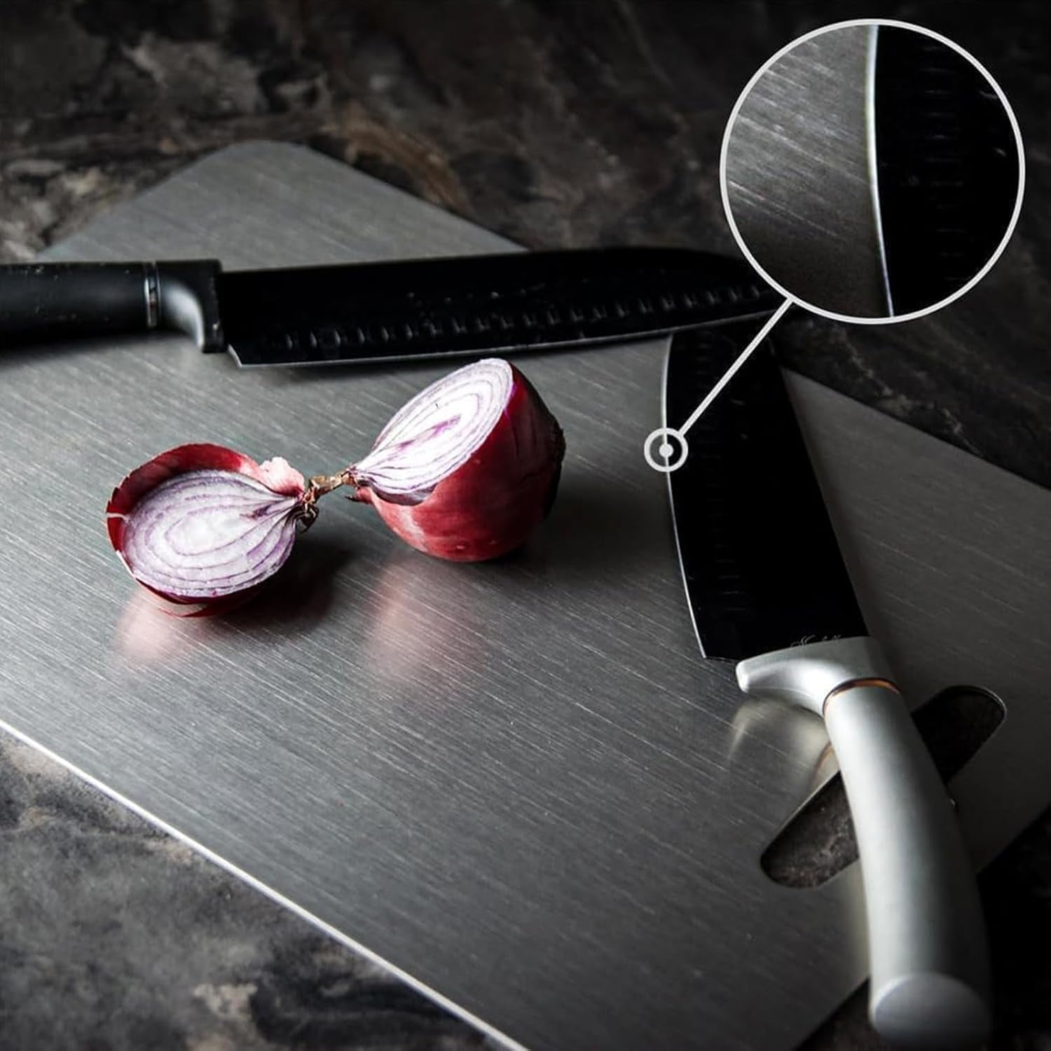 Titanium Cutting Board, 100% Pure Titanium Cutting Board for Kitchen, Non Stick, Double Sided & Food-Grade Stainless Steel Cutting Boards for Home Cooking